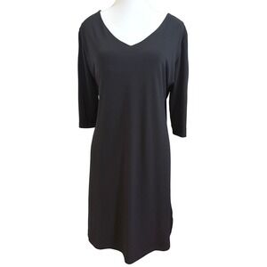 Clara Sunwoo Tunic Dress Womens XL Black Ladder Cutout Sleeve V-Neck Shift